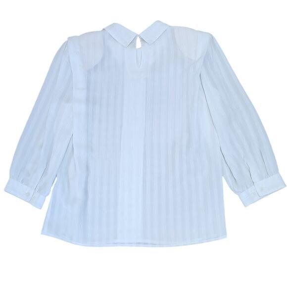 Laura & Jayne White Textured Dress Blouse Womens Size 8 Long Sleeve Textured Top - Picture 14 of 15